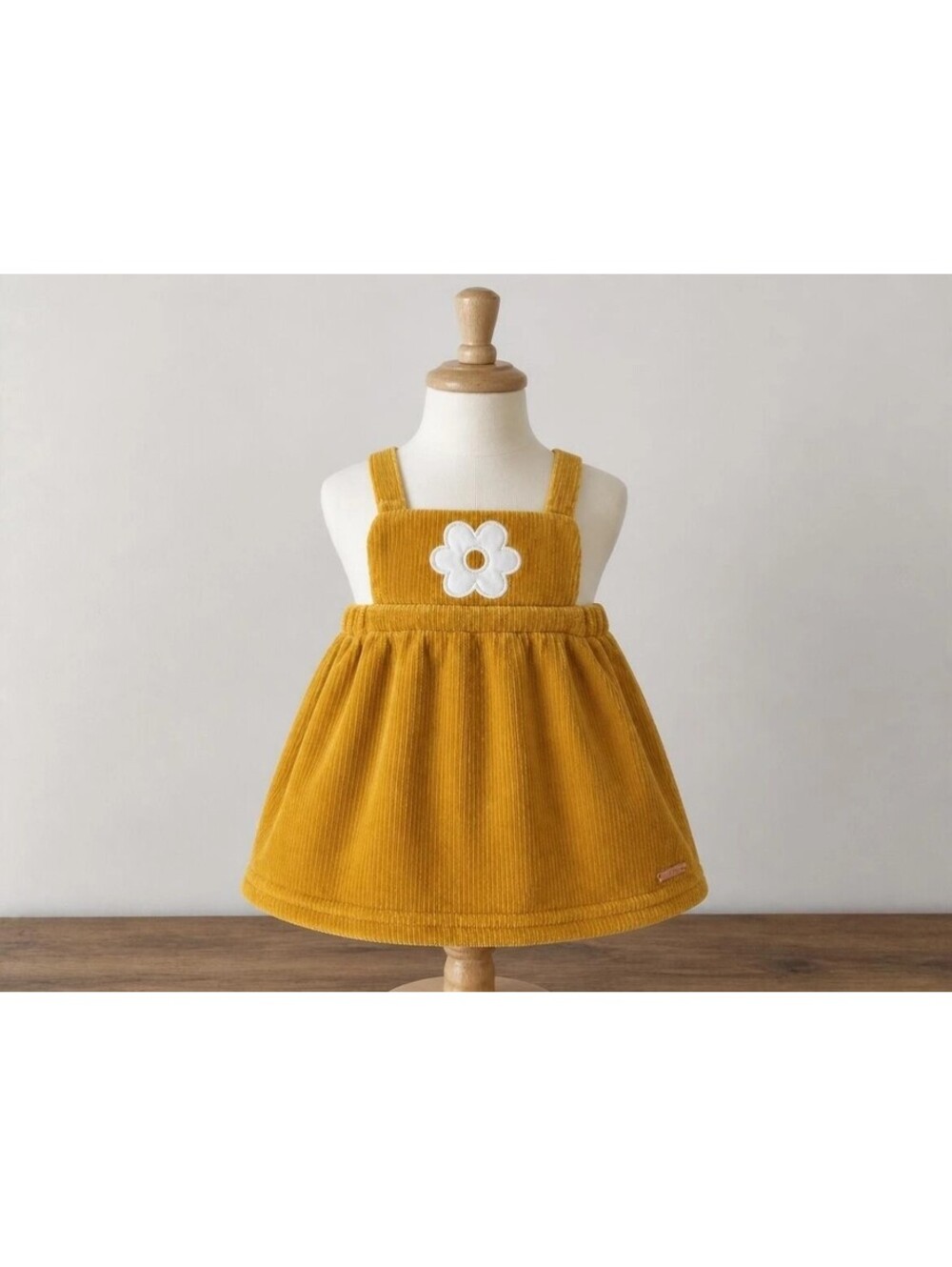 Baby Girl Tahari Baby 6-9 mo Mustard Yellow Knit Overall Dress Flower 70s